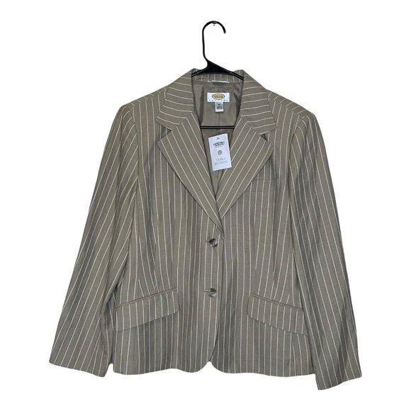 Talbots (Petites) Tops - Talbots Petites Women's Beige Pinstripe Blazer Sz 16P NWT $198.00